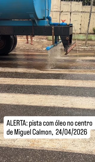 Guarda Municipal alerta sobre derramamento de óleo em via pública no Centro de Miguel Calmon