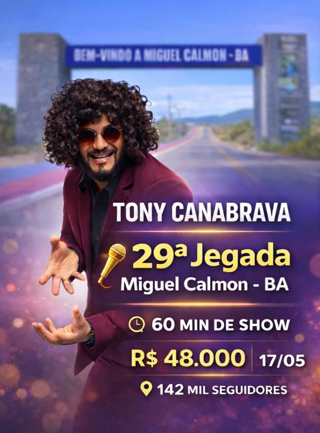 Tony Canabrava é mais uma contratação artística na 29ª Jegada de Miguel Calmon 2026