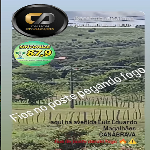 Fios de poste pegam fogo na Avenida Luiz Eduardo Magalhães, região da Canabrava em Miguel Calmon