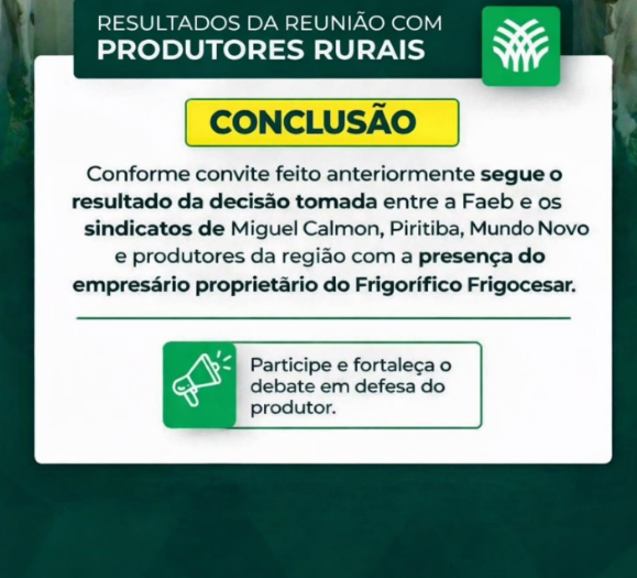 Reunião estratégica pelo fortalecimento do agro regional, taxas de abate e “toalete”.